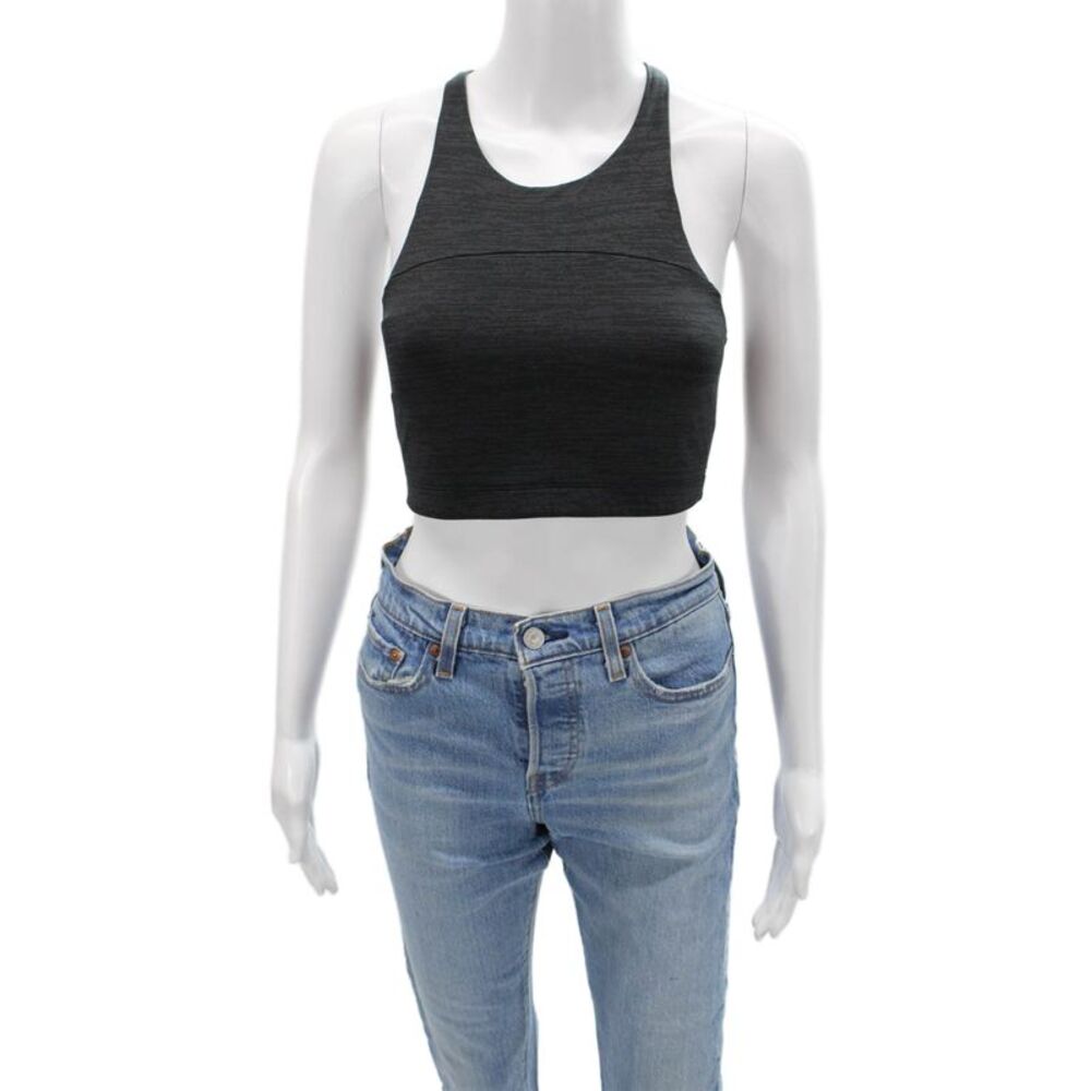 Outdoor Voices Womens Scoop Neck Stretch Knit Sports Bra Gray Size XS